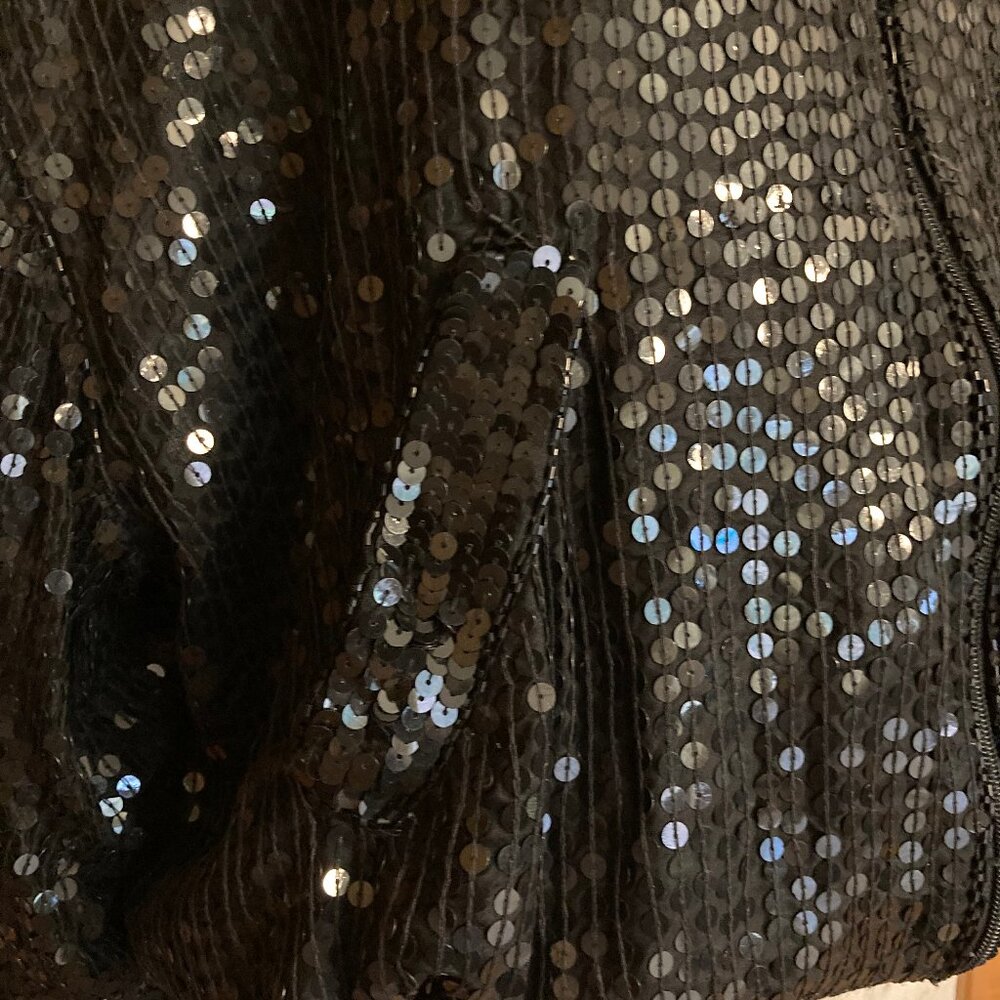 Black Sequin Bomber Jacket - image 6